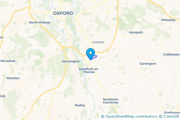 Minibus Hire route map for Littlemore, Oxfordshire
