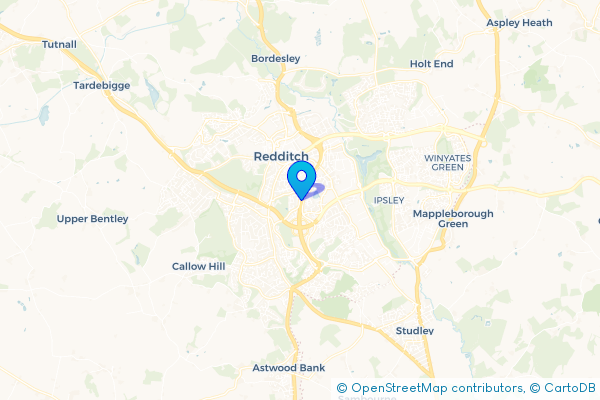 Minibus Hire route map for Lodge Park, Worcestershire