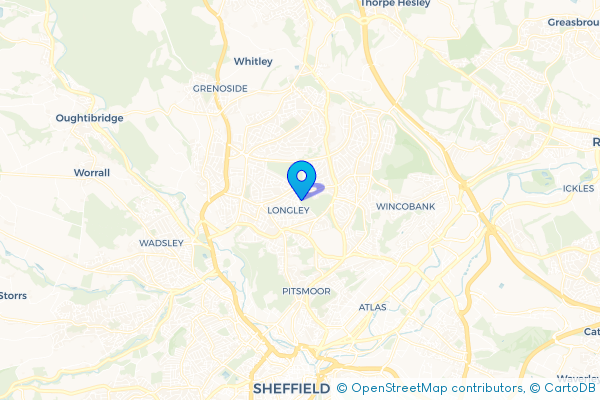 Minibus Hire route map for Longley Estate, South Yorkshire
