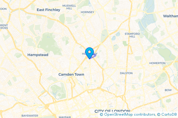 Minibus Hire route map for Lower Holloway, Greater London