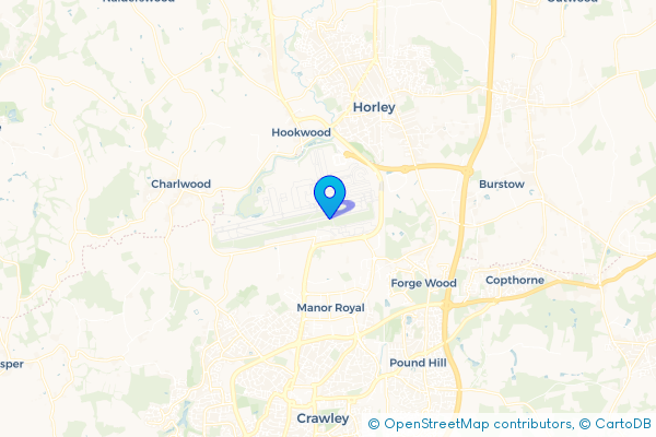 Minibus Hire route map for Lowfield Heath, West Sussex