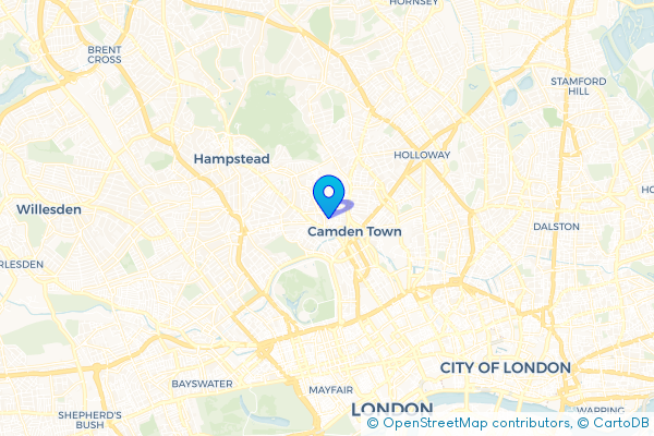 Minibus Hire route map for Maitland Park, Greater London