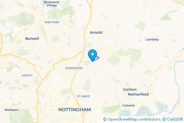 Minibus Hire route map for Mapperley, Nottinghamshire