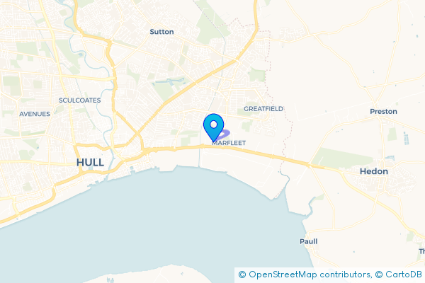 Minibus Hire route map for Marfleet, East Riding of Yorkshire
