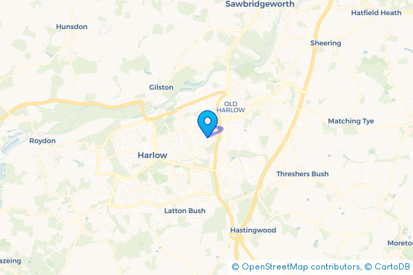 Minibus Hire route map for Mark Hall South, Essex