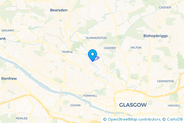 Minibus Hire route map for Maryhill, Glasgow City
