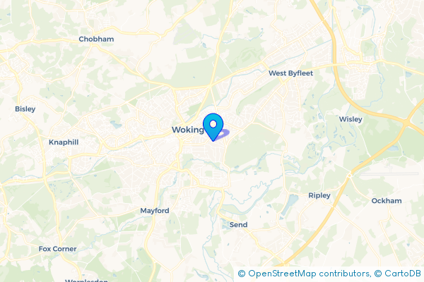 Minibus Hire route map for Maybury, Surrey
