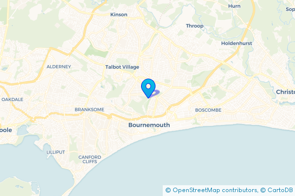 Minibus Hire route map for Meyrick Park, Dorset