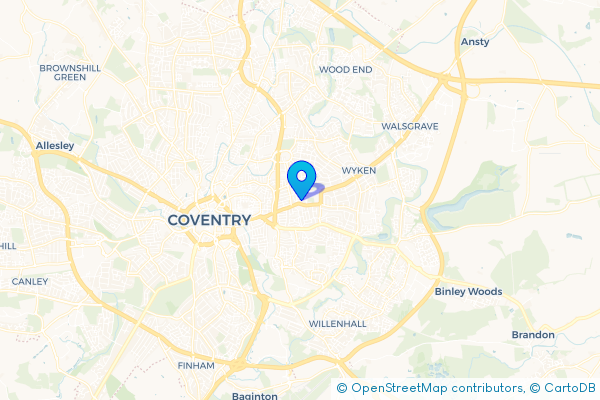 Minibus Hire route map for Middle Stoke, West Midlands
