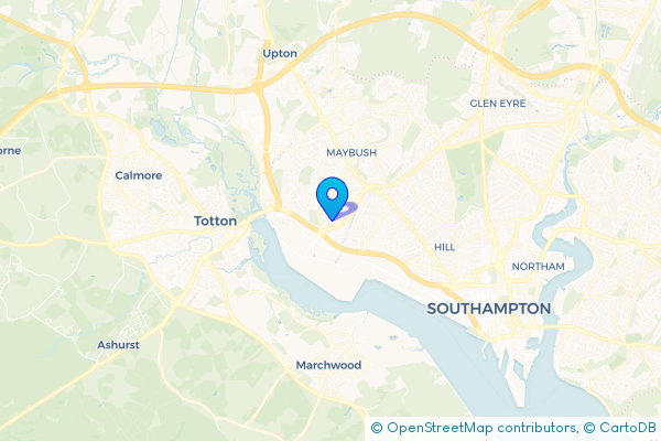 Minibus Hire route map for Millbrook, Hampshire