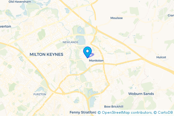 Minibus Hire route map for Monkston Park, Buckinghamshire