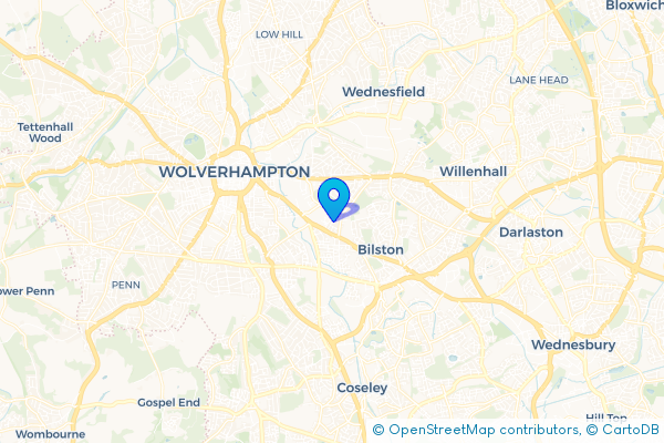 Minibus Hire route map for Monmore Green, West Midlands