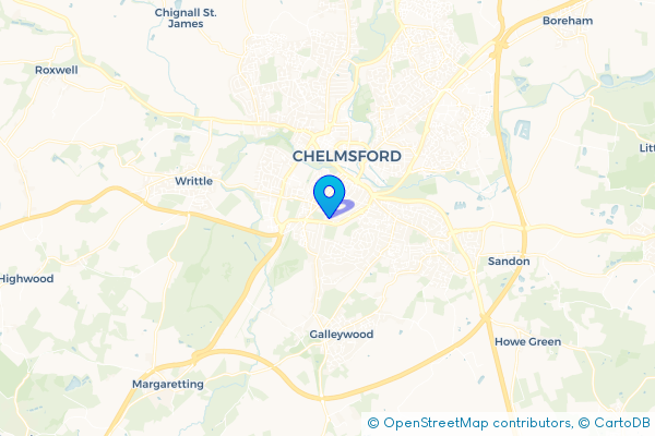 Minibus Hire route map for Moulsham, Essex