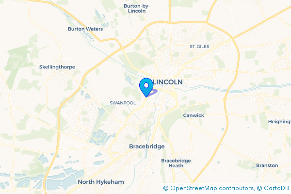 Minibus Hire route map for New Boultham, Lincolnshire