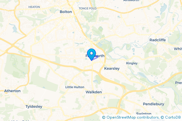 Minibus Hire route map for New Bury, Greater Manchester