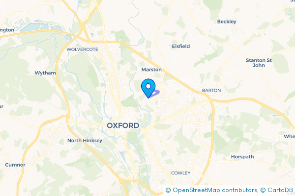 Minibus Hire route map for New Marston, Oxfordshire