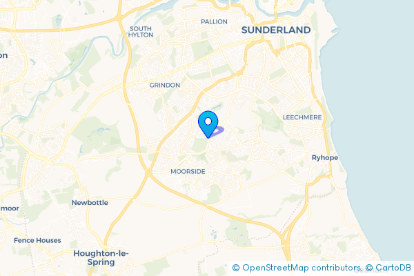 Minibus Hire route map for New Silksworth, Tyne and Wear