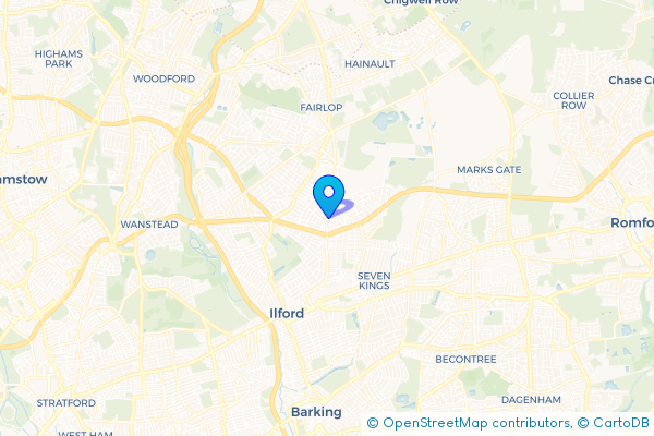 Minibus Hire route map for Newbury Park, Greater London