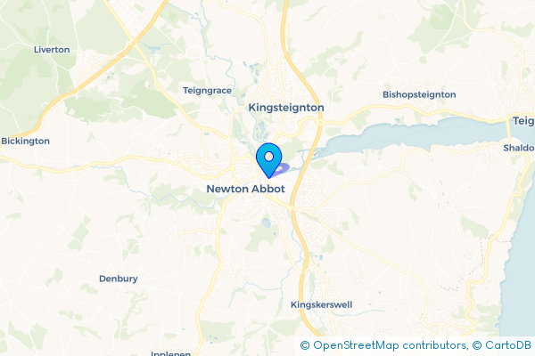 Minibus Hire route map for Newton Abbot, Devon