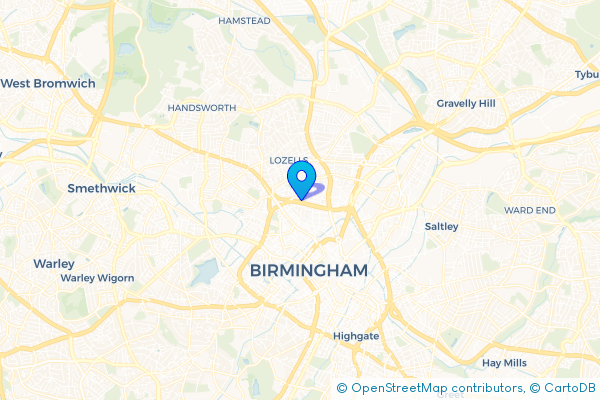 Minibus Hire route map for Newtown, West Midlands