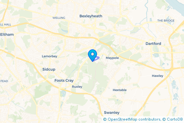 Minibus Hire route map for North Cray, Greater London