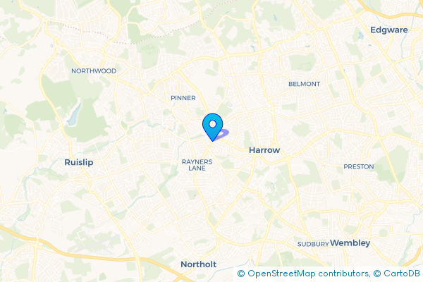 Minibus Hire route map for North Harrow, Greater London