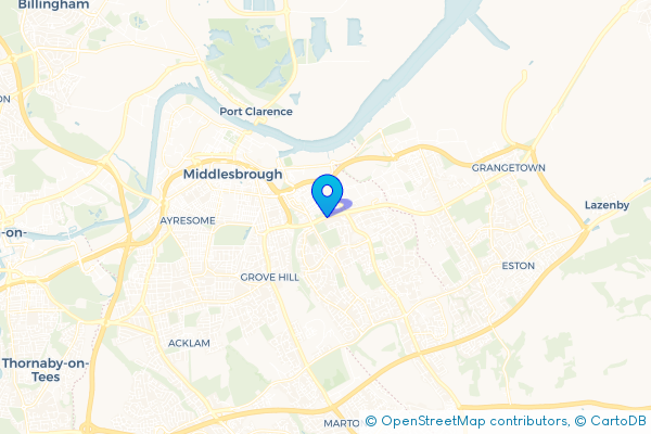 Minibus Hire route map for North Ormesby, North Yorkshire