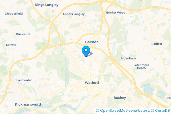 Minibus Hire route map for North Watford, Hertfordshire