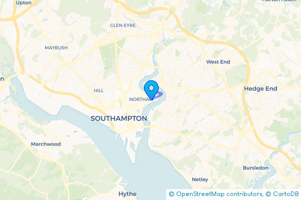 Minibus Hire route map for Northam, Hampshire