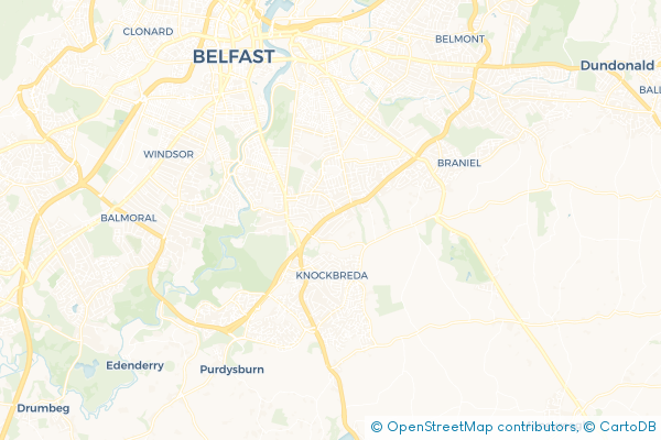 Minibus Hire route map for Ballynafeigh, Castlereagh