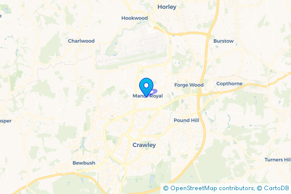 Minibus Hire route map for Northgate, West Sussex