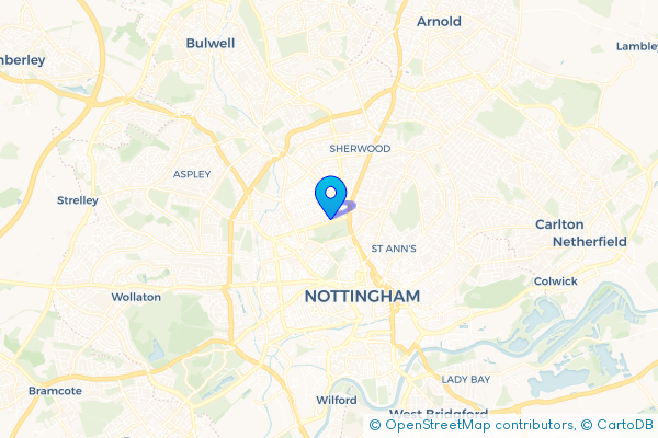 Minibus Hire route map for Nottingham, Nottinghamshire