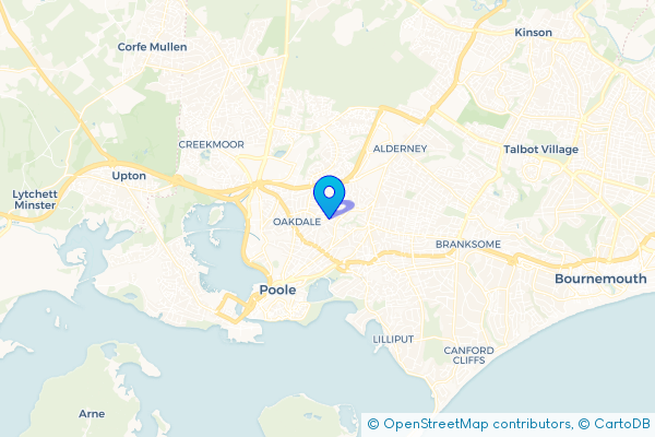 Minibus Hire route map for Oakdale, Dorset