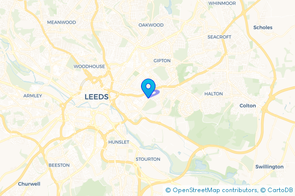 Minibus Hire route map for Osmondthorpe, West Yorkshire