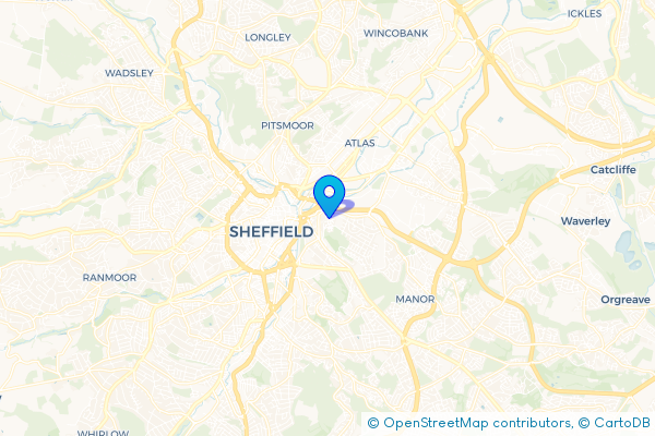 Minibus Hire route map for Park Hill, South Yorkshire