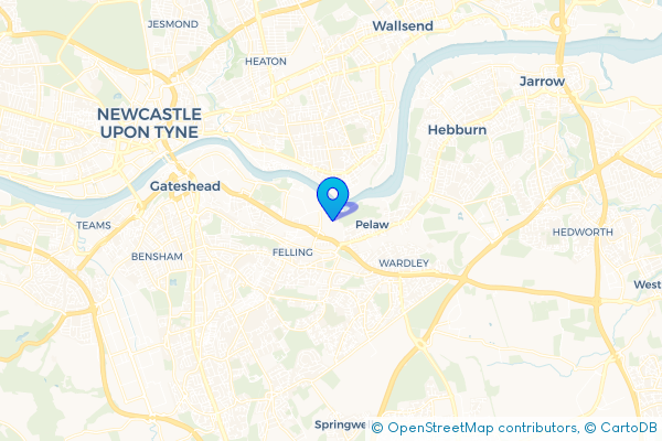 Minibus Hire route map for Pelaw, Tyne and Wear