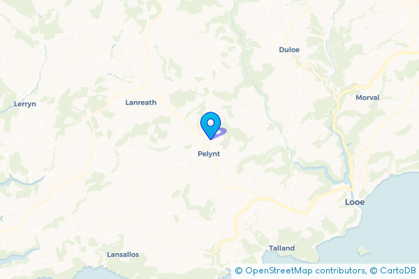 Minibus Hire route map for Pelynt, Cornwall