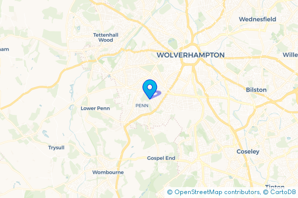 Minibus Hire route map for Penn, West Midlands