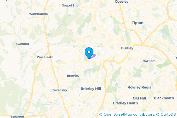 Minibus Hire route map for Pensnett, West Midlands