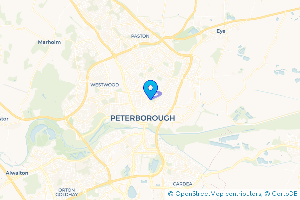 Minibus Hire route map for Peterborough, Cambridgeshire