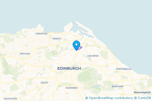 Minibus Hire route map for Pilrig, City of Edinburgh