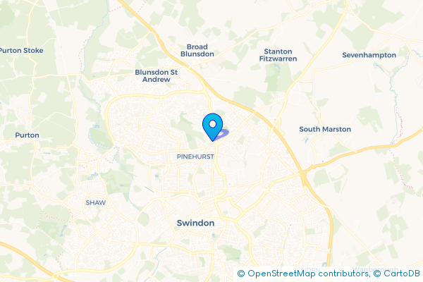 Minibus Hire route map for Pinehurst, Wiltshire