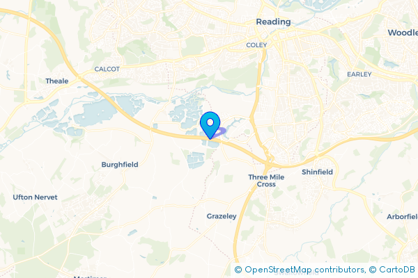 Minibus Hire route map for Pingewood, Berkshire