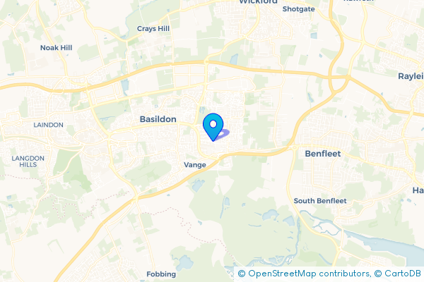 Minibus Hire route map for Pitsea, Essex