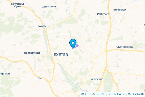 Minibus Hire route map for Polsloe, Devon