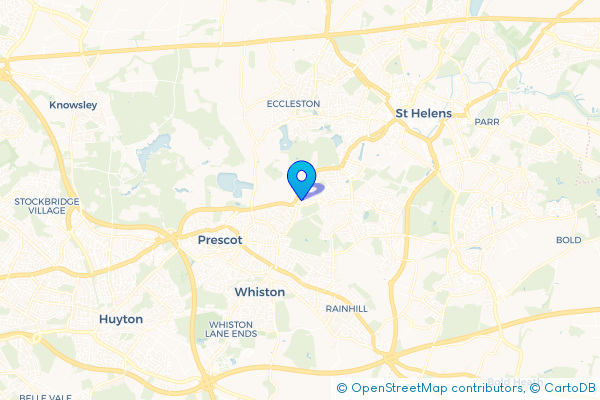 Minibus Hire route map for Portico, Merseyside