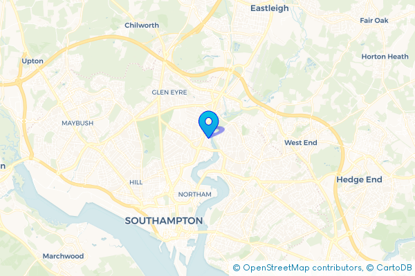 Minibus Hire route map for Portswood, Hampshire