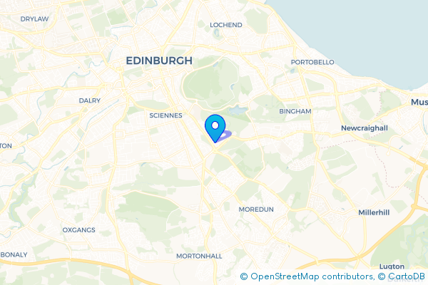 Minibus Hire route map for Prestonfield, City of Edinburgh