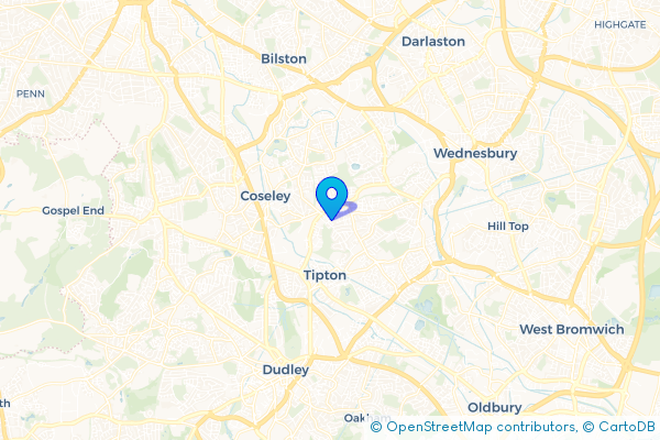 Minibus Hire route map for Princes End, West Midlands