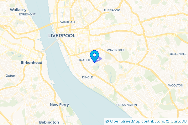 Minibus Hire route map for Princes Park, Merseyside